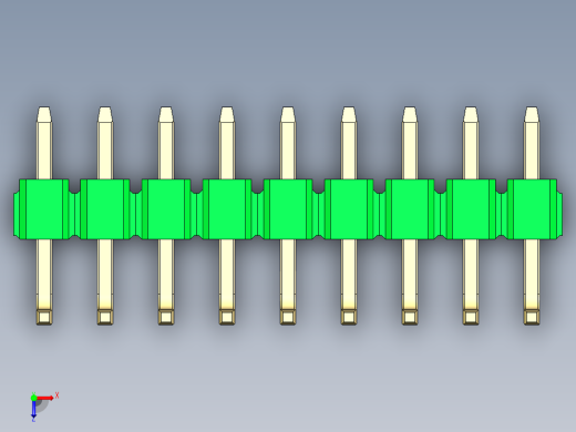 彩色公排针 100mil 2.54mm 系列-DS1022_green_09p_100mil_TypeU_rev1.0俯视缩略图