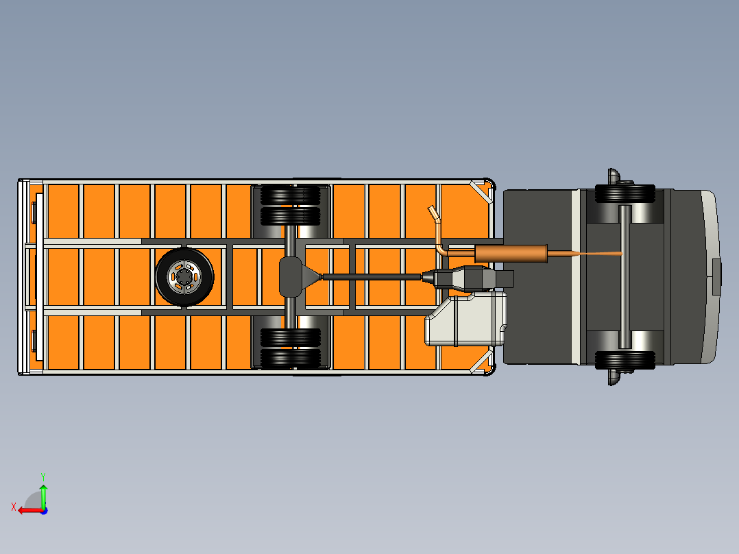 36-发电机用卡车 3d模型图纸后视图