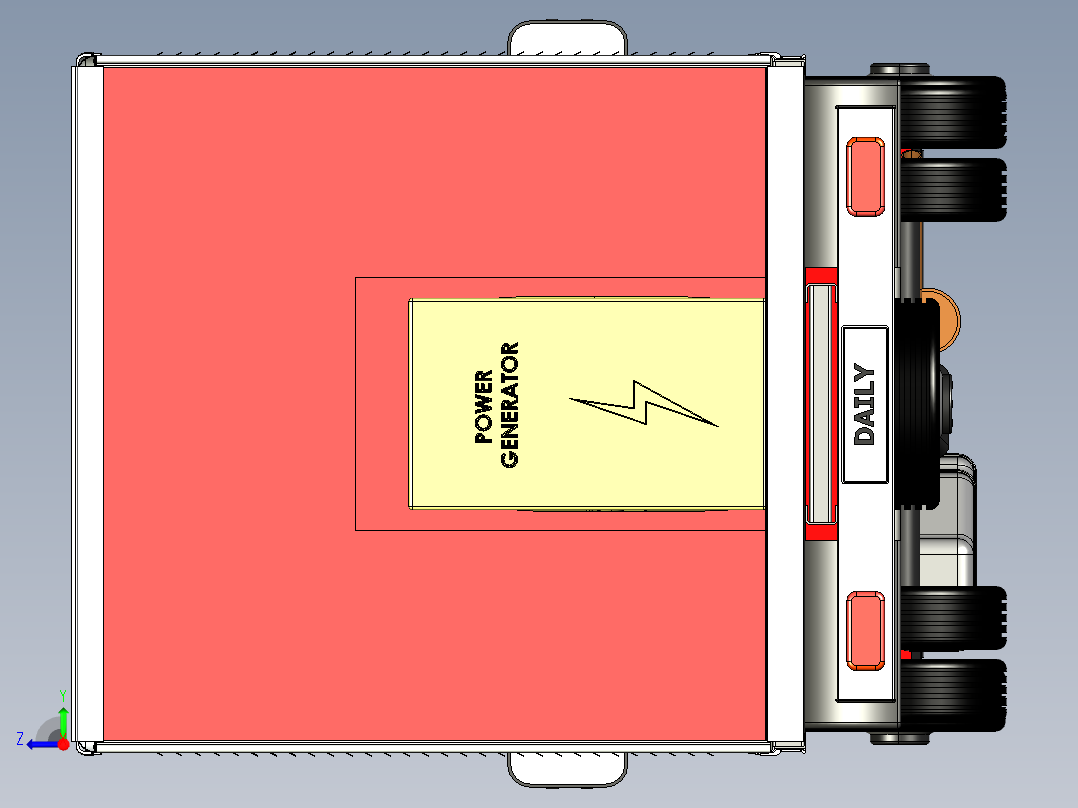 36-发电机用卡车 3d模型图纸右视图