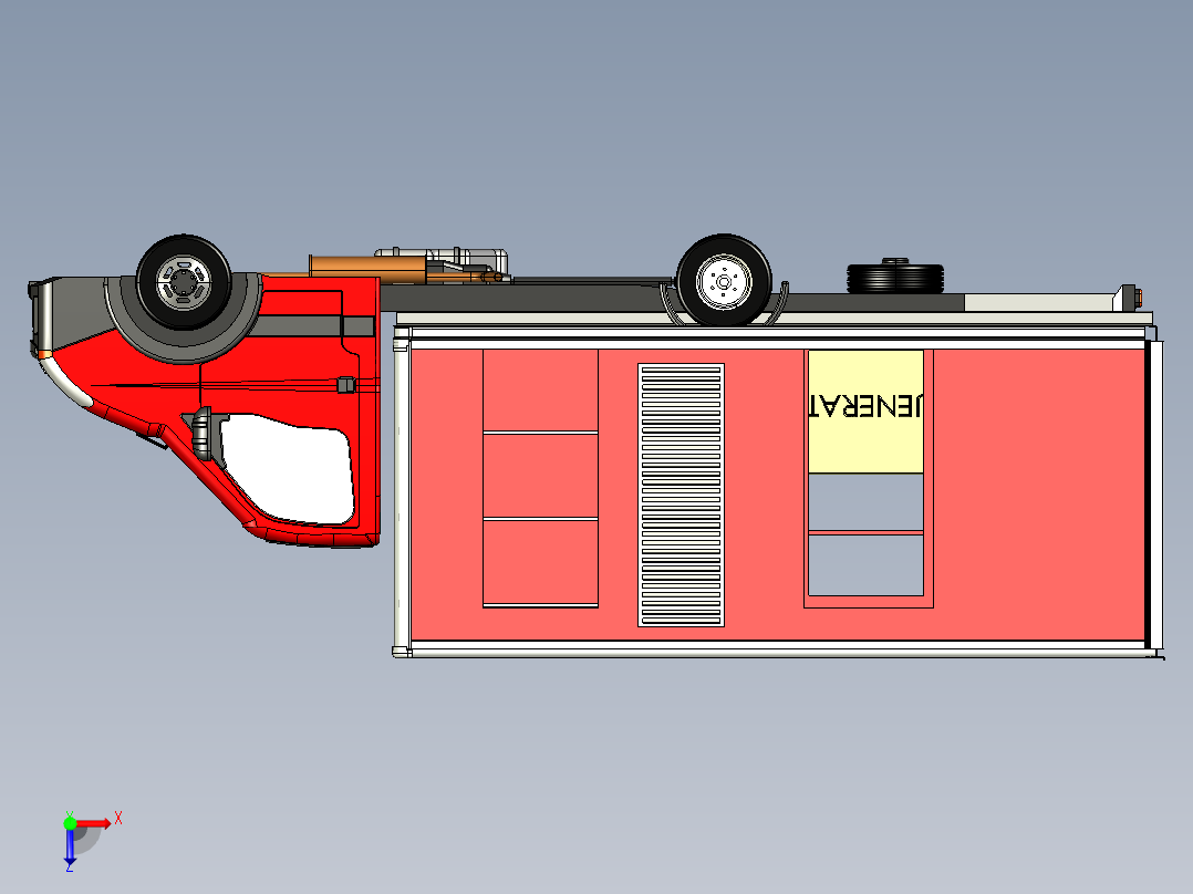 36-发电机用卡车 3d模型图纸俯视图