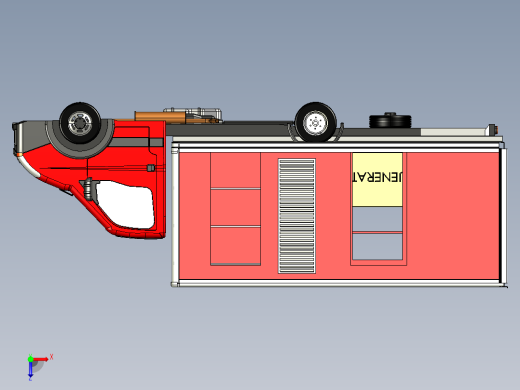36-发电机用卡车 3d模型图纸俯视缩略图