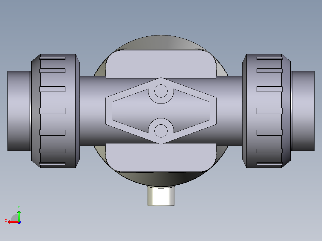 4DKPUIVCP NC 气动隔膜阀常闭与女结束，公制系列PVC-U后视图