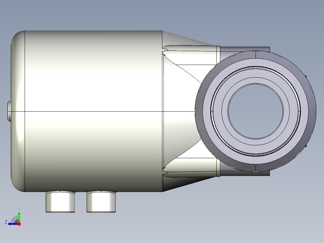 4DKPUIVCP NC 气动隔膜阀常闭与女结束，公制系列PVC-U右视图