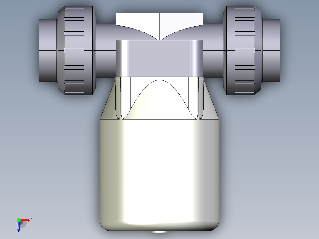 4DKPUIVCP NC 气动隔膜阀常闭与女结束，公制系列PVC-U俯视图