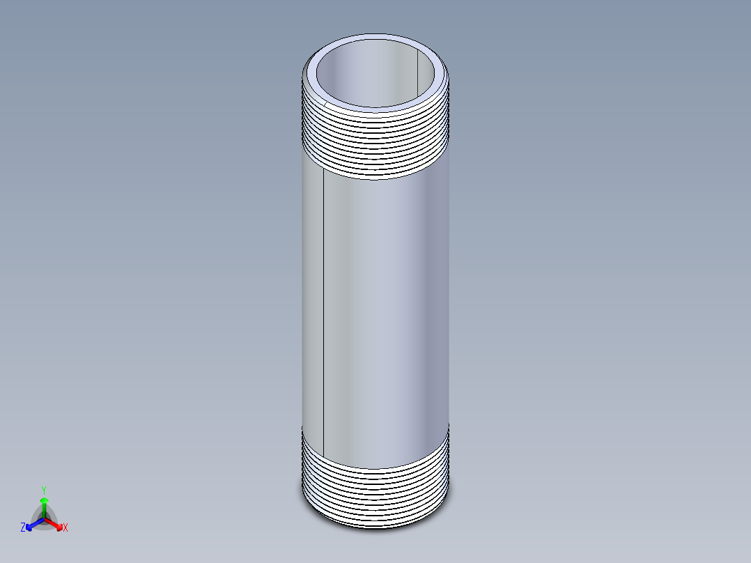 聚氯乙烯配件33-Sch80_Nipple_MPTxMPT_861-299_2.5in x 10in正等轴测图