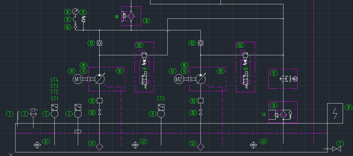 一种俯仰机构的液压系统原理图