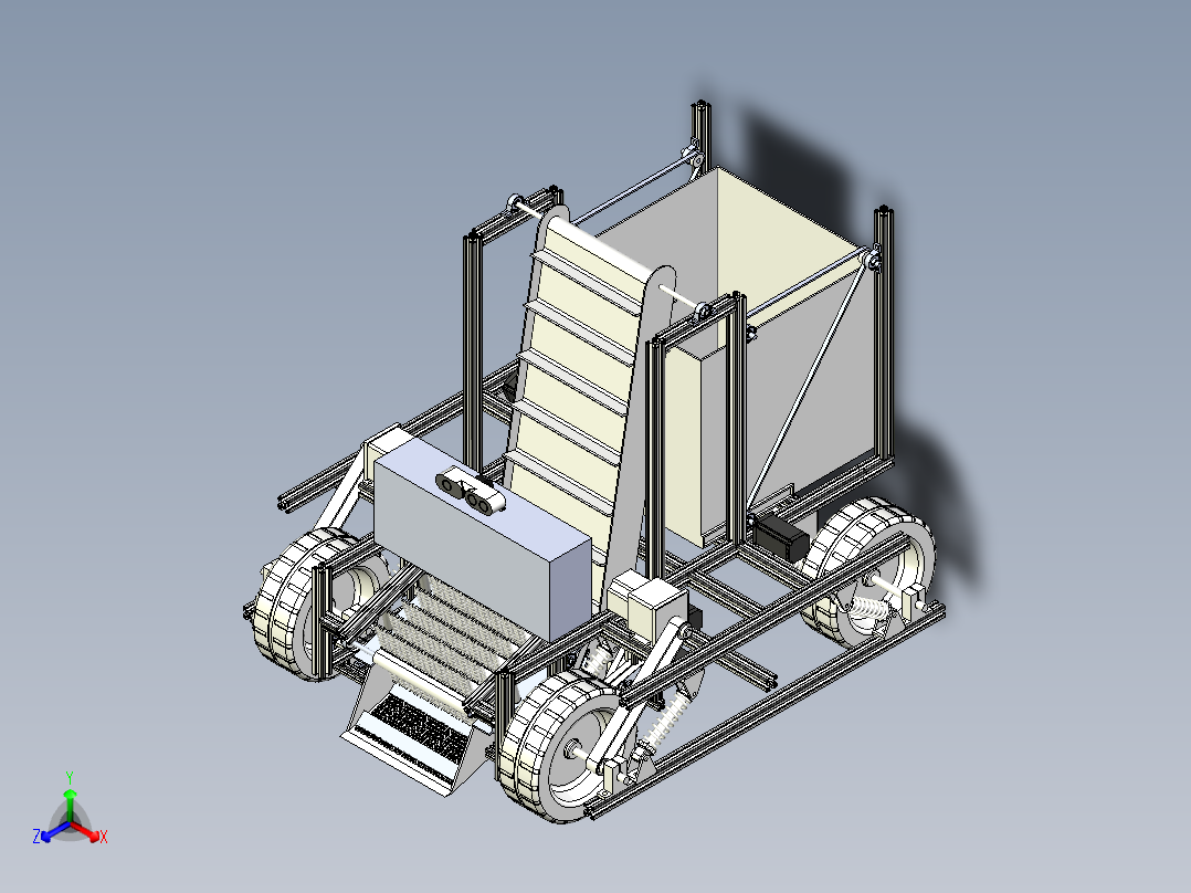 沙滩垃圾自动清理车正等轴测图