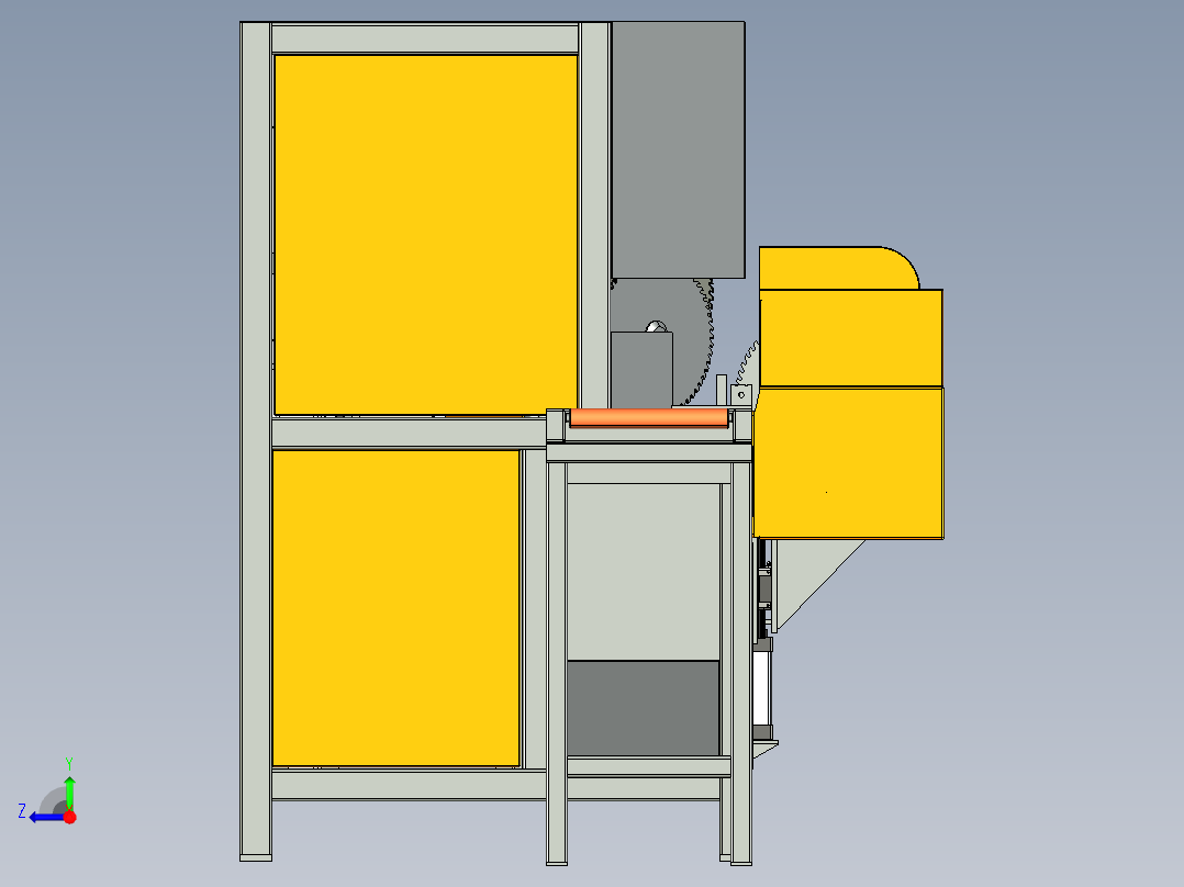 45度铝材锯切设备step右视图