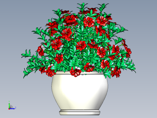 鲜花及花钵CATIA建模左视缩略图