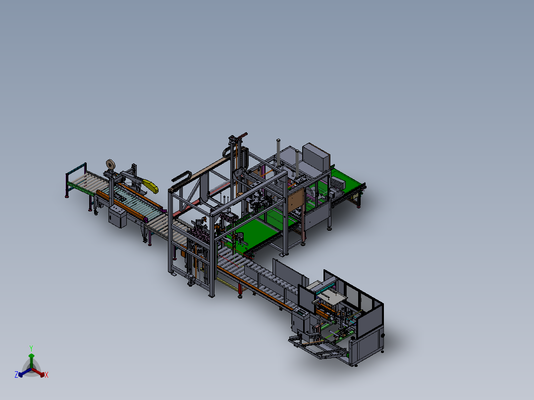 酒装箱输送线 sw18正等轴测图