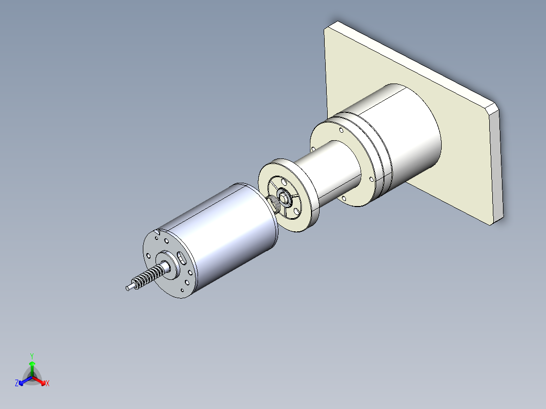 马达轴心刹車片涂油机构含涡杆轴心马达3D模型正等轴测图