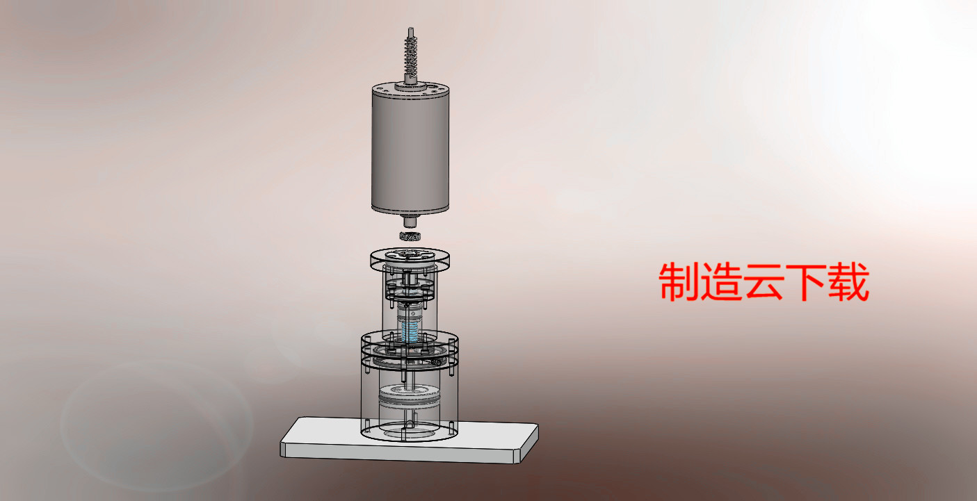 马达轴心刹車片涂油机构含涡杆轴心马达3D模型