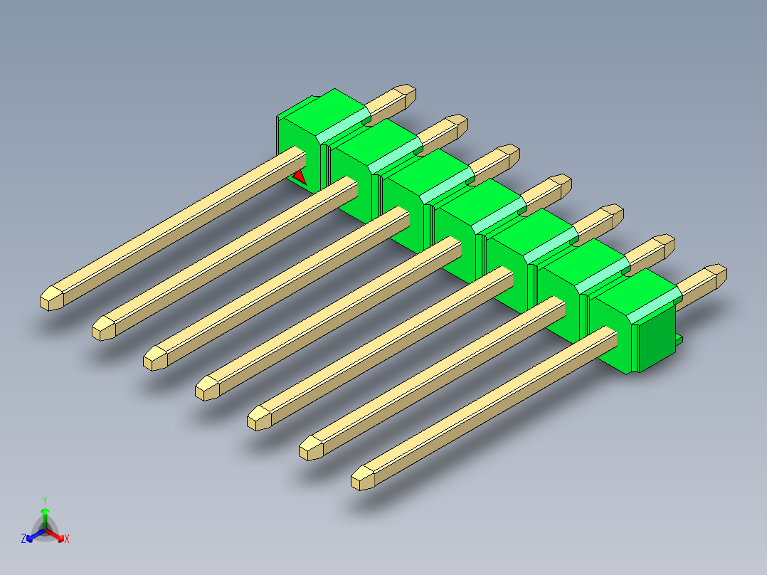 彩色公头100mil（2.54mm）系列-DS1021_green_1x07p_100mil_Type5_rev1.0主视图
