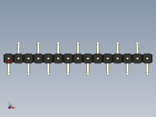彩色公排针 100mil 2.54mm 系列-DS1022_black_15p_100mil_Type_SMT_R2_rev1.0前视缩略图