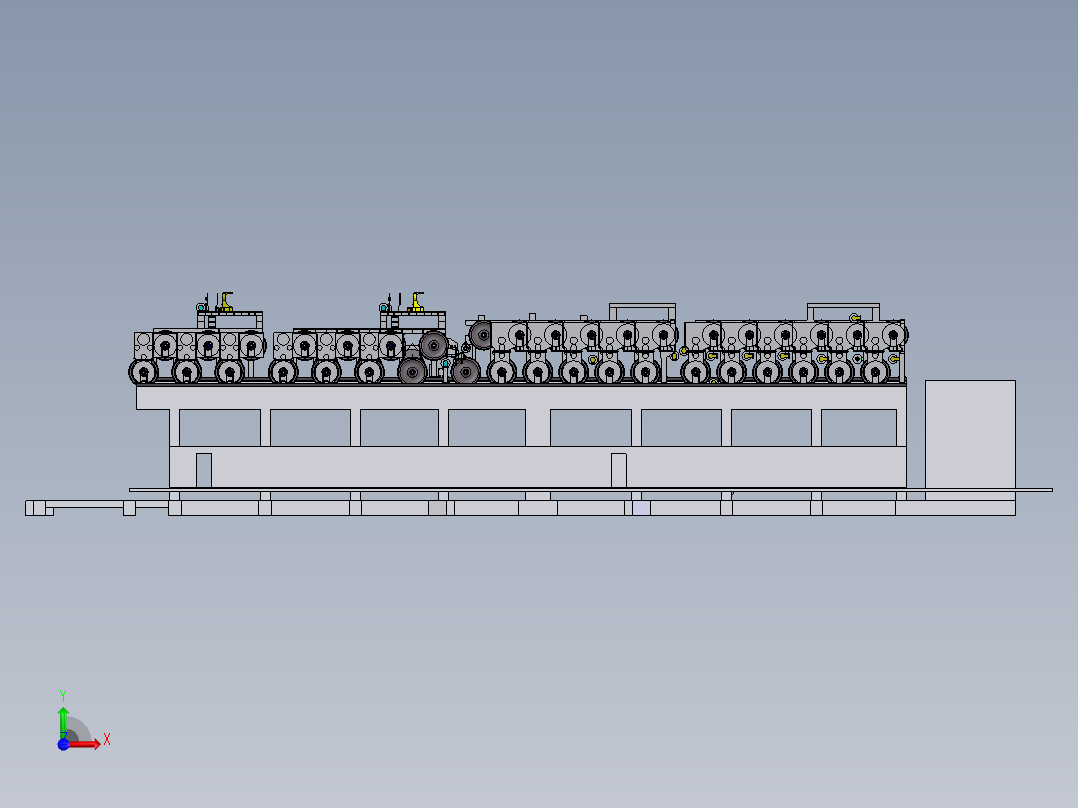 造纸机干燥部件模型3D图纸 Solidworks设计 附STEP格式前视图