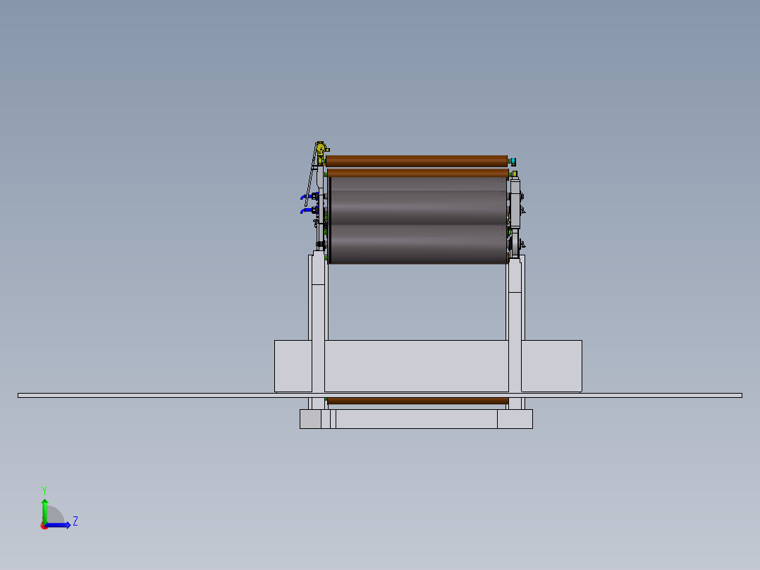 造纸机干燥部件模型3D图纸 Solidworks设计 附STEP格式左视图