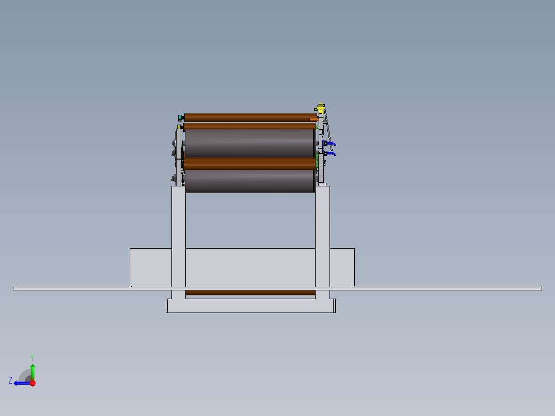 造纸机干燥部件模型3D图纸 Solidworks设计 附STEP格式右视图