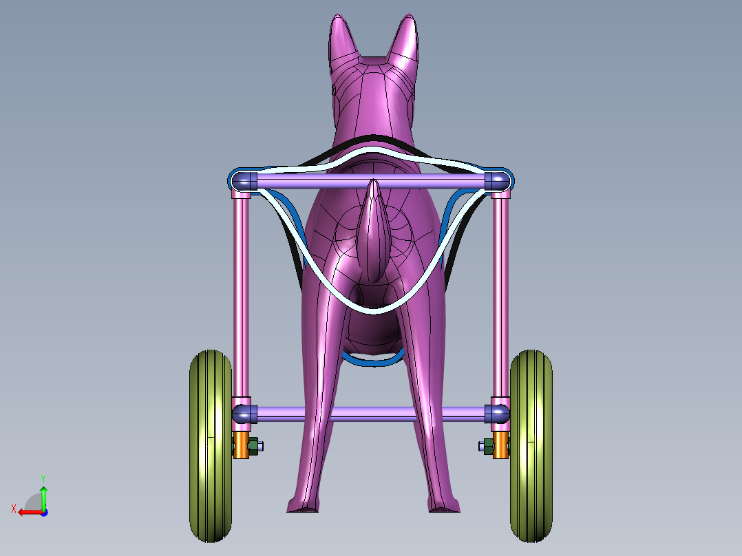 小狗康复行走辅助车代步车后视图