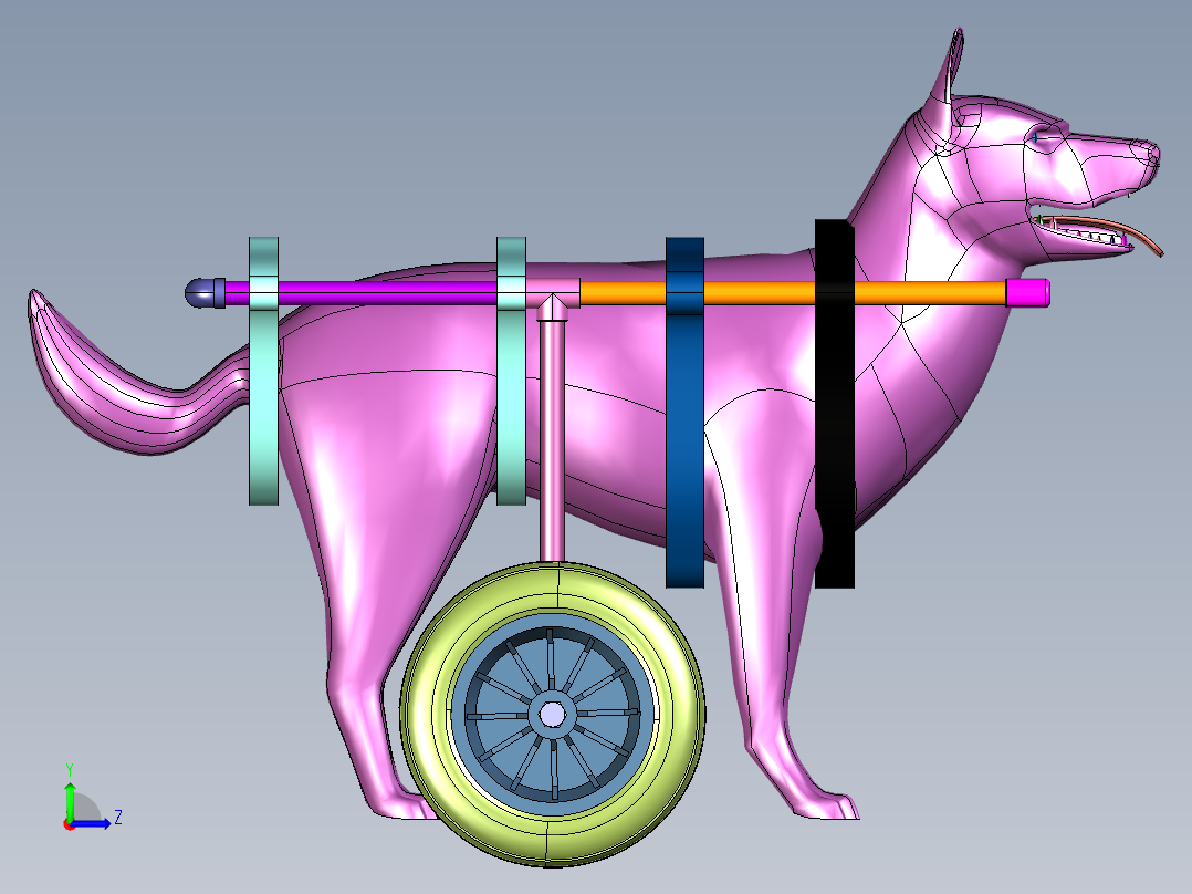 小狗康复行走辅助车代步车左视图
