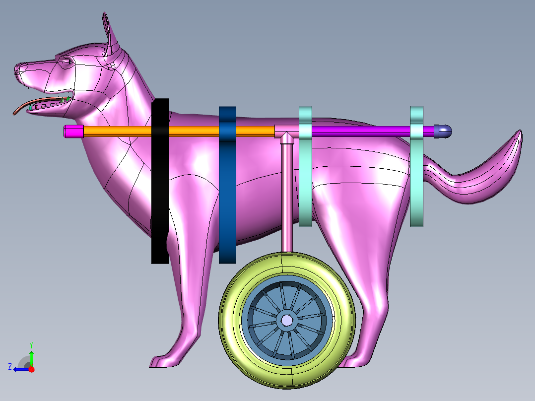 小狗康复行走辅助车代步车右视图