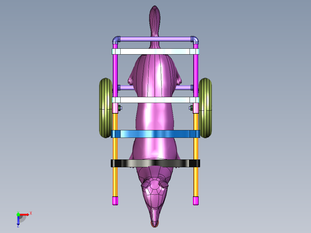 小狗康复行走辅助车代步车俯视图