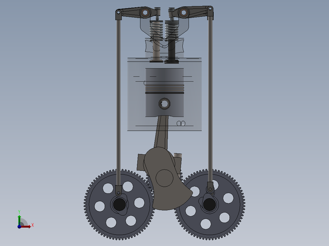 单汽缸发动机前视图
