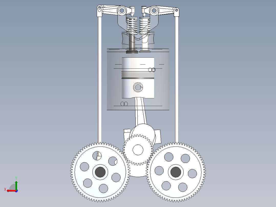 单汽缸发动机后视图