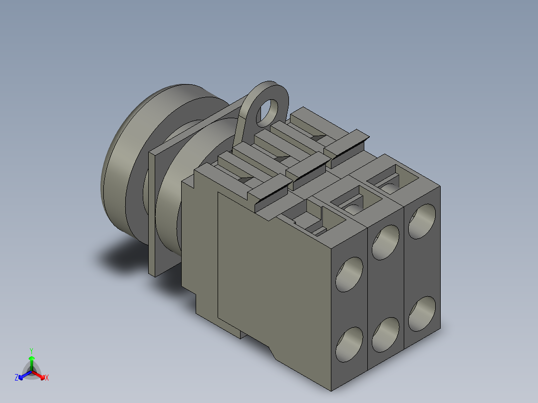 YW1L-MF2E11Q4G启动按扭24V绿品牌和泉正等轴测图