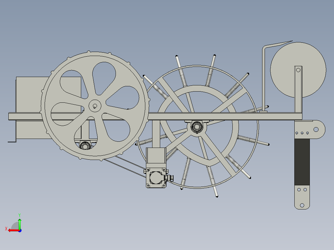 农用拖拉机带的地膜收集机后视图