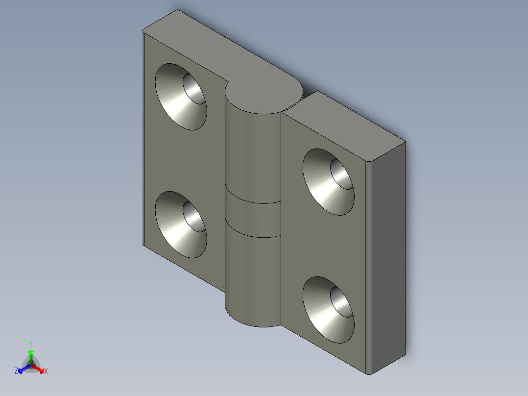 LXYC-BOSS合页(锌合金)正等轴测图