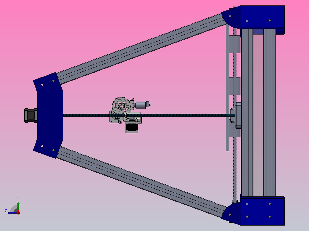 3d打印挤出机右视图