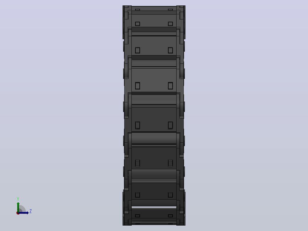 弯曲半径125内高30两侧打开型封闭式拖链_DMD30CD-30-60-125R-30左视图