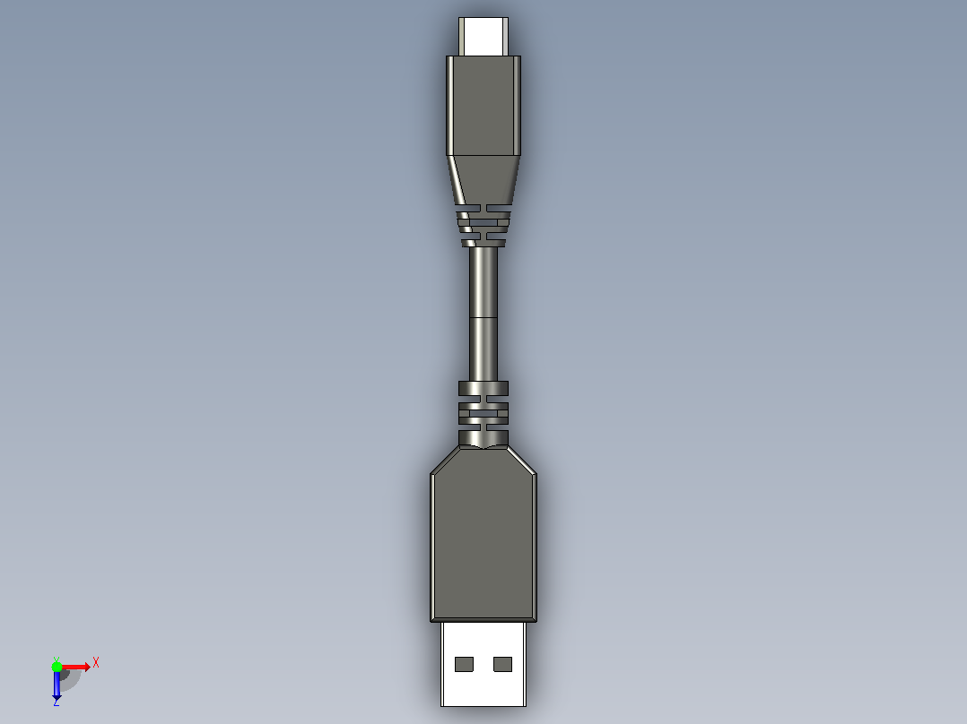 USB 2 0 A公转Micro B电缆俯视图