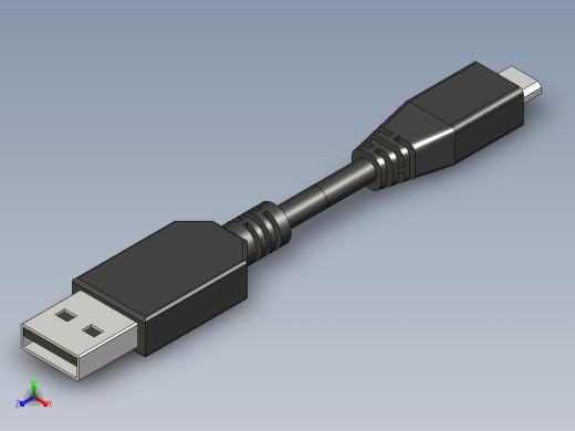 USB 2 0 A公转Micro B电缆正等轴测缩略图