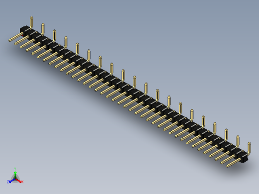 彩色公排针 100mil 2.54mm 系列-DS1022_black_39p_100mil_Type_SMT_R1_rev1.0正等轴测缩略图