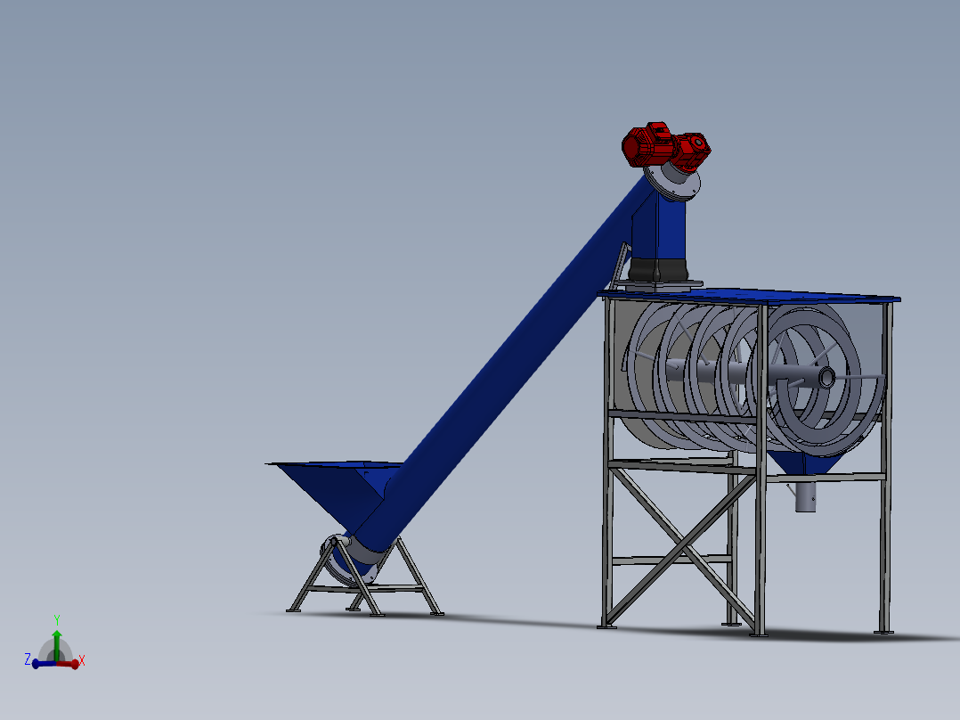 搅拌机及其螺旋传输设备3D模型图纸 Solidworks设计