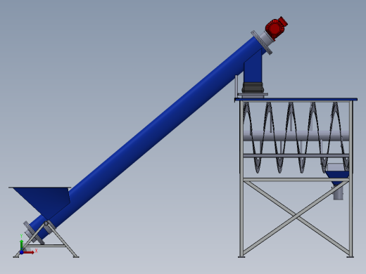 搅拌机及其螺旋传输设备3D模型图纸 Solidworks设计前视缩略图