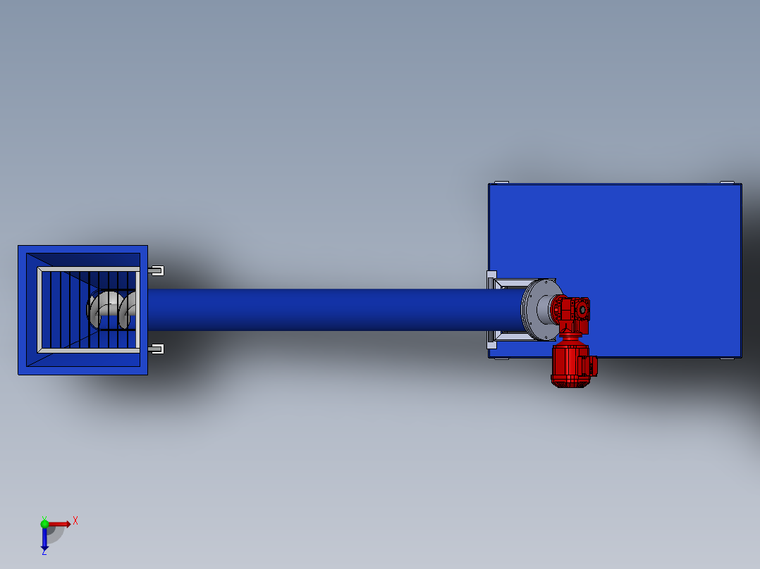 搅拌机及其螺旋传输设备3D模型图纸 Solidworks设计俯视图