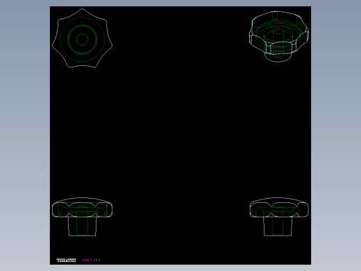 星型把手(電木)(B)2467-2D多系列多零件图纸模型