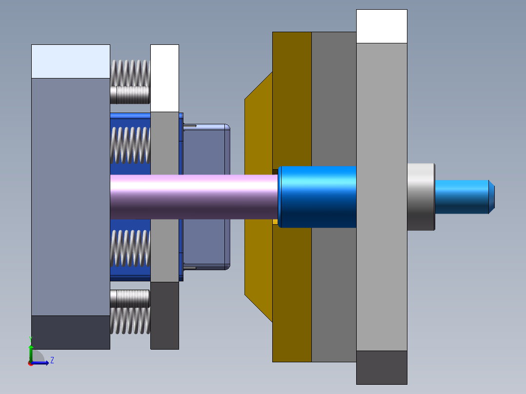 盒型工件垂直切边模具左视图