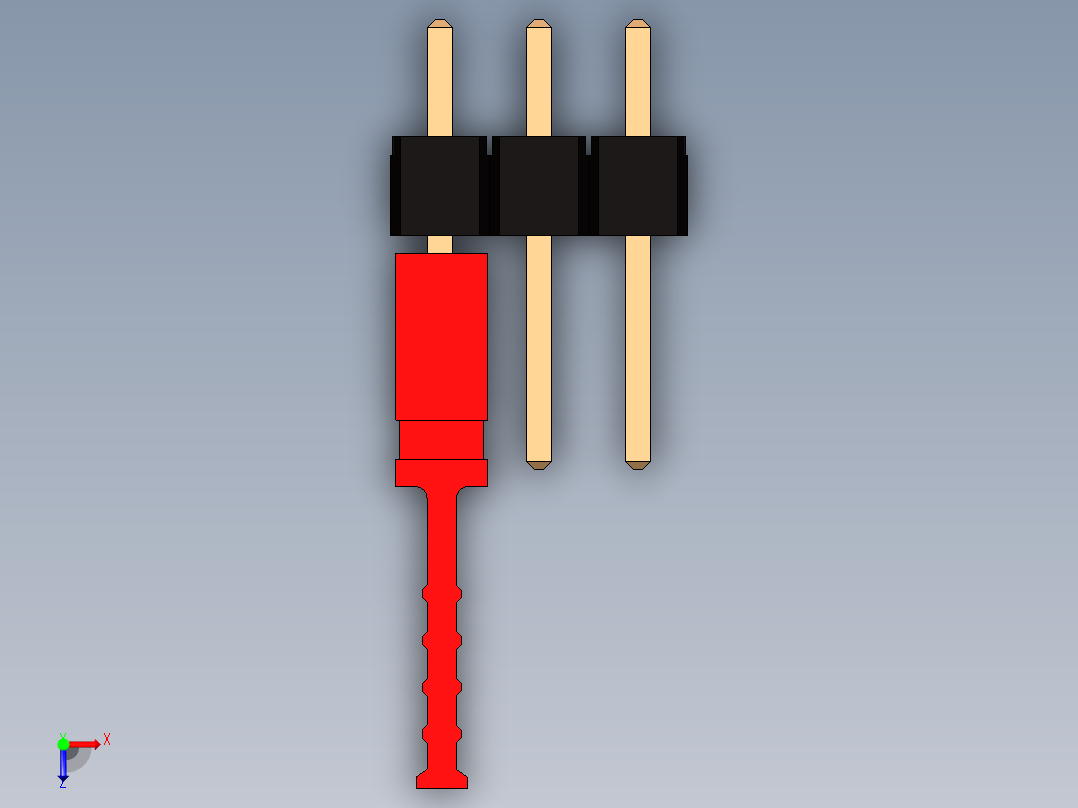 带跳线的排针-pinheader 2x3 and 1l jumper pullback俯视图