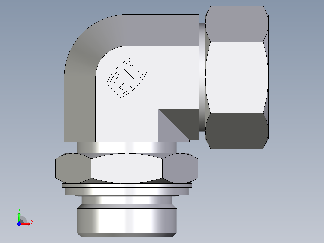 卡套式工业通用硬管接头EO_Adjustable_Locknut_elbow_WEE28LMCF前视图