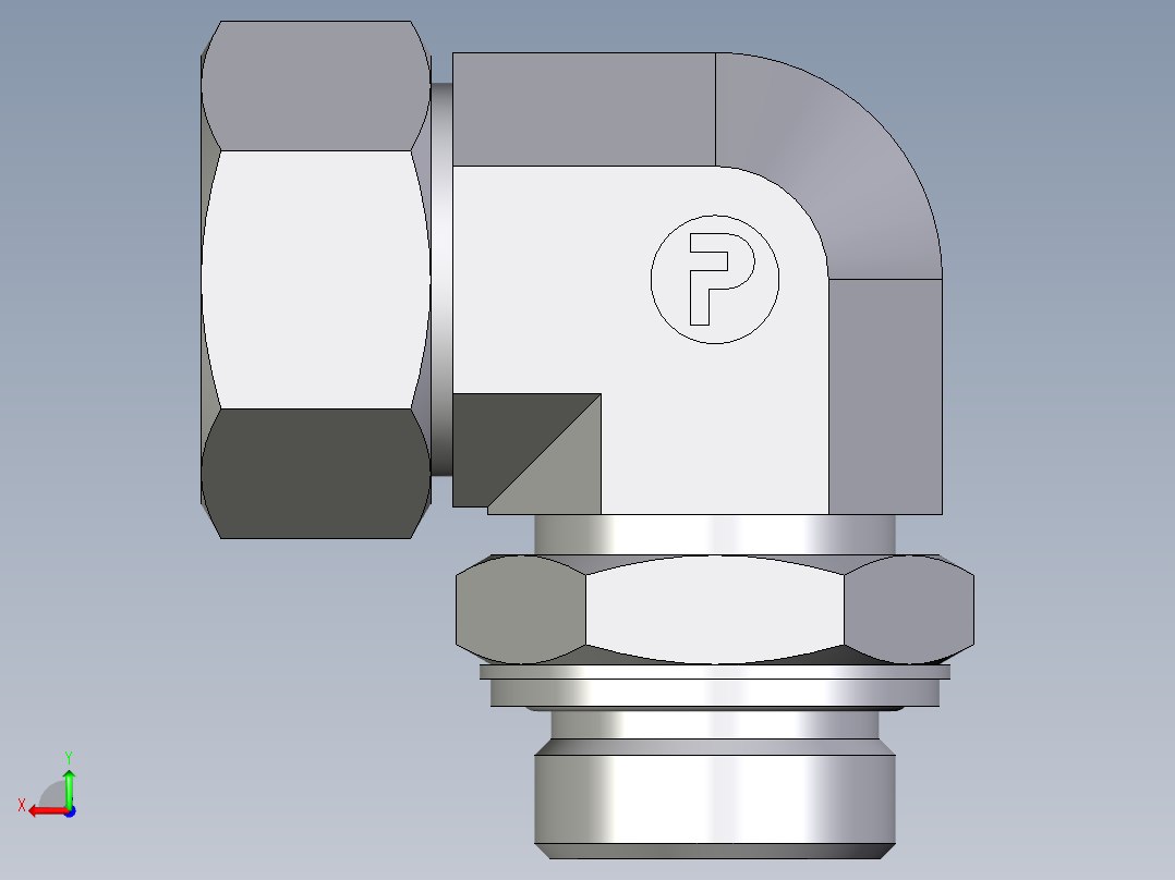 卡套式工业通用硬管接头EO_Adjustable_Locknut_elbow_WEE28LMCF后视图