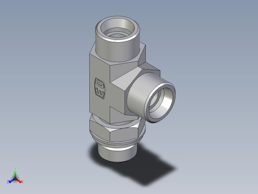 卡套式工业通用硬管接头EO_Adjustable_locknut_run_tee_LEE16SROMDCF正等轴测缩略图