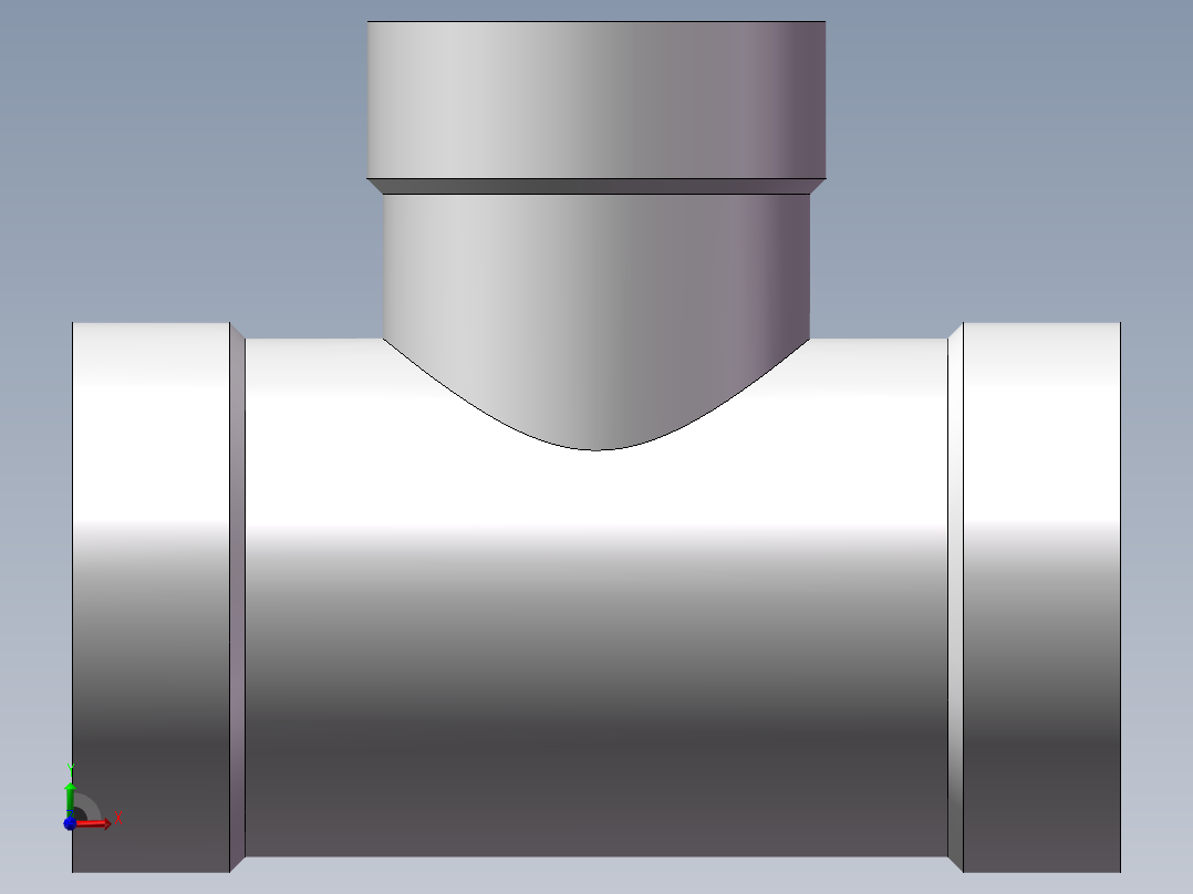 三通-异径 DN10-DN8前视图