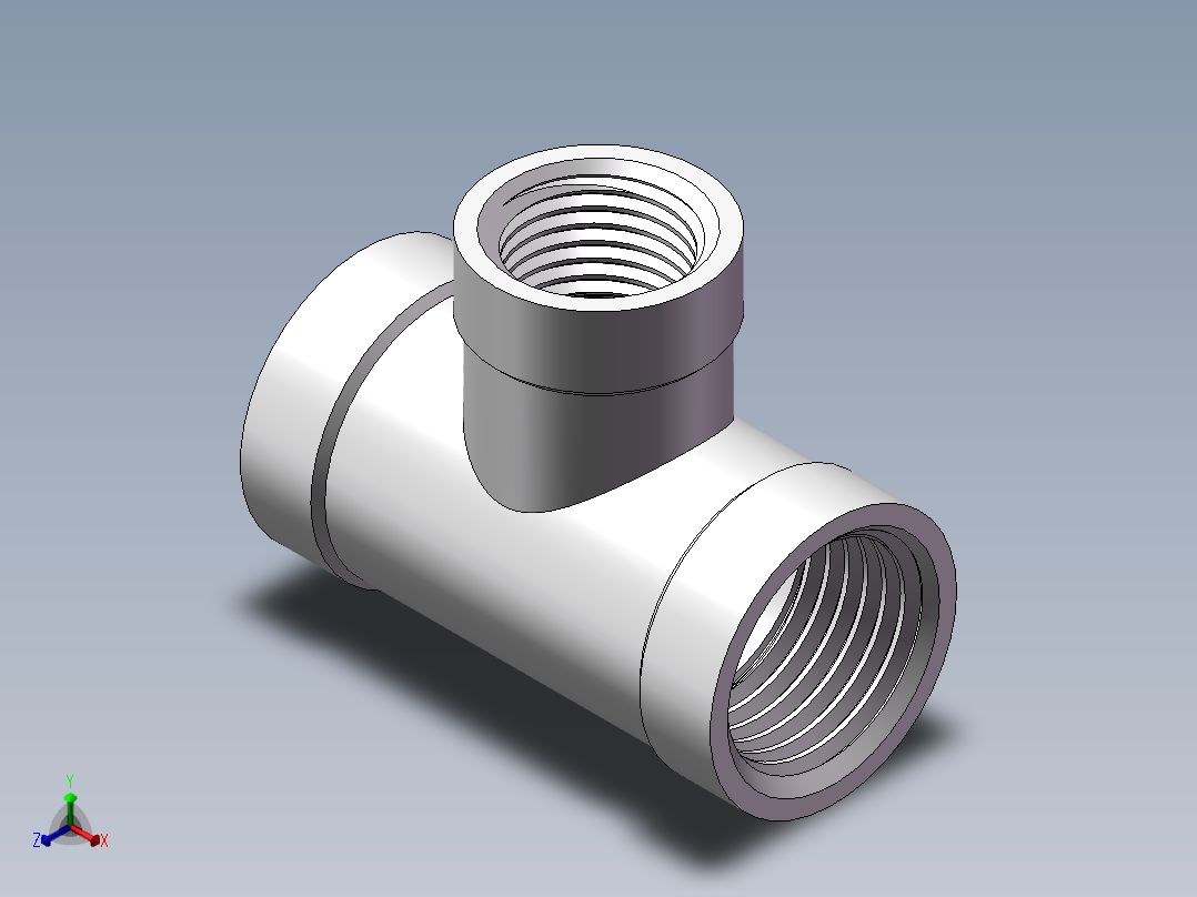 三通-异径 DN10-DN8正等轴测图