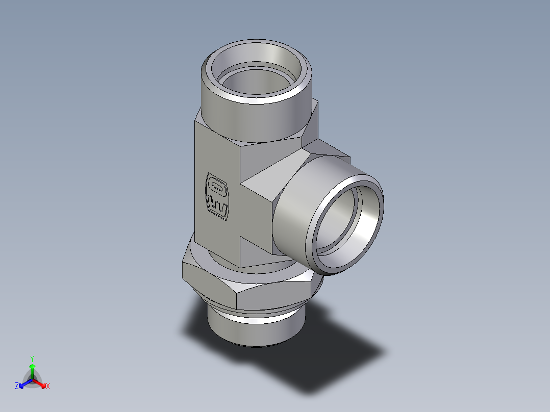 卡套式工业通用硬管接头EO_Adjustable_locknut_run_tee_LEE22LROMDCF主视图