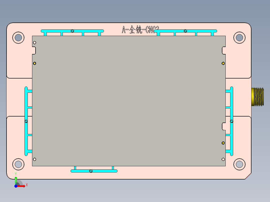 金属外壳铣外观面夹具模型前视图