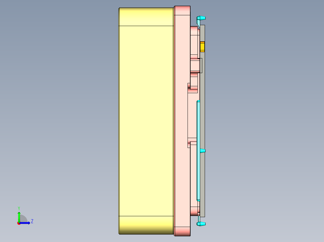 金属外壳铣外观面夹具模型左视图