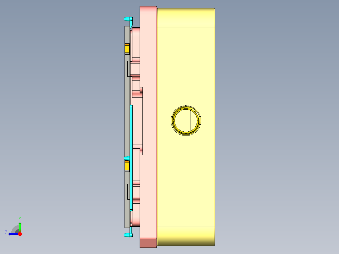 金属外壳铣外观面夹具模型右视图